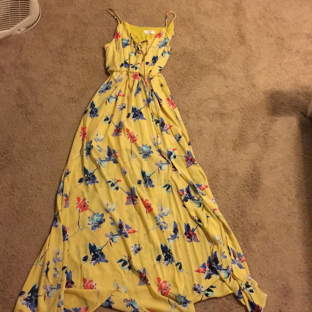 Yellow & Floral maxi dress